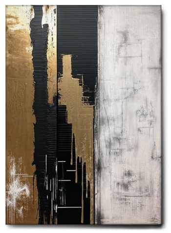 Giallobus - Quadro - 15 - Astratto black and gold - Tela Canvas Telaio Standard - 100x140 - Pronto da appendere - Quadri moderni per la casa