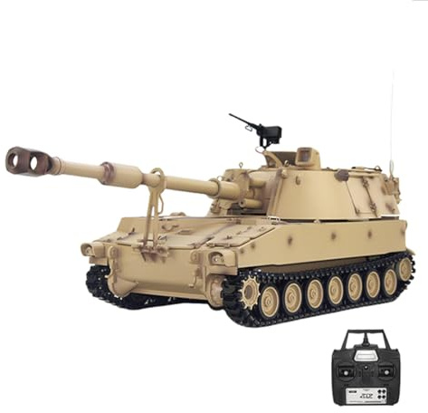 Palapozzy 1/16 RC Tank for Adults, 2.4G M109A2 Grenade Remote Control Tank Model with Sound Lights and Infrared Battle and shooting BBs, RC Vehicle Model for Military Enthusiasts