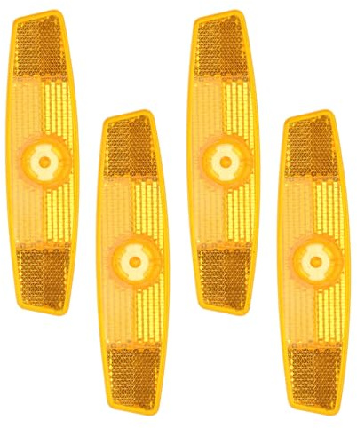 PATIKIL Bike Wheel Reflectors, 4 Pcs Plastic Universal Rectangle Safety Bicycle Wheel Rim Reflective Warning Reflective for Trailer Mountain Bike Bicycles Night Riding, Orange