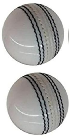 VikingOaksLLC Professional White Leather Cricket Ball, Senior Size, Hand-Stitched Practice Ball, Indoor/Outdoor Training| Set of Two Balls