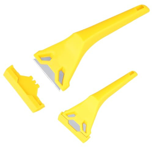 Window Scraper Tool, Non Scratch Scraper Cleaning Tool Replacement Window Scraper for Glass, Paint, Poster, Hob Oven, Cooktop, Sticker, Wallpaper, Residue Remover Stanley Blades DIY (Yellow)