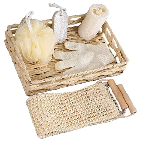 UTHCLO Set Exfoliant Corps Accessoires de Bain et Nettoyage en Profondeur pour Hommes et Femmes Kit de Soins Hydratants pour Peau Sèche Maison et Voyage Coffret Bain Complet