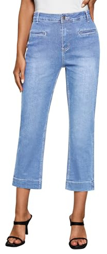 Vetinee Jean Capri pour femme taille haute stretch 7/8 Pantalon droit, XL