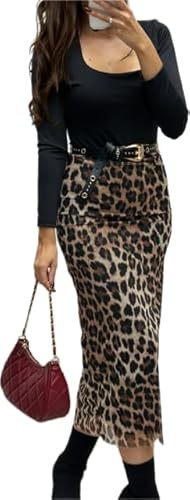 Falda de Gasa de Leopardo, Animal Print, Tubo,