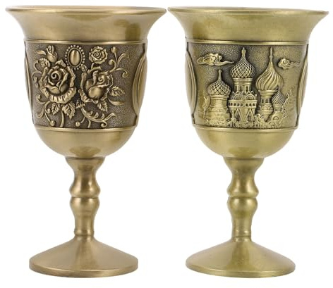 POPETPOP 2 Piezas Copa De Licor De Tacón De Estilo Europeo Copas De Cáliz Vintage Doradas Retro Para Decoración Del Hogar y Fiestas De Vino