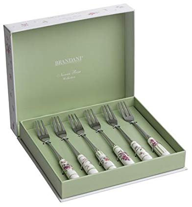 Brandani 53419 Set 6 Pezzi Forchettina Nonna Rosa Inox Con Manico In Ceramica
