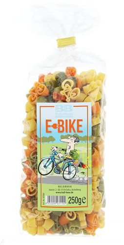 Bull & Bear bunte E-Bike Nudeln 250g, Motivnudeln aus Hartweizengrieß, handgefertigt in deutscher Manufaktur, Pasta Geschenk