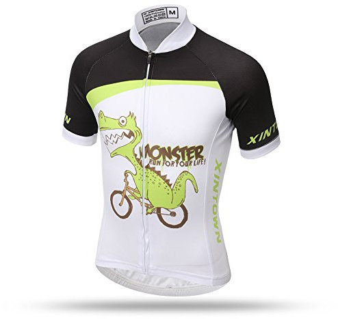 YFPICO Cycling wear Radtrikot Mädchen/Jungen Fahrradtrikot schnelltrocknend, weiß + schwarz, 152/158