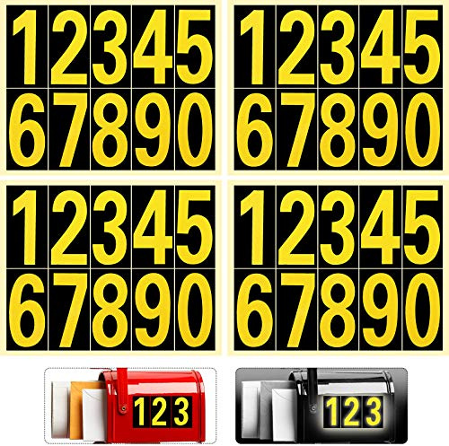 Zonon 40 Pcs Number Decals Reflective Mailbox Numbers Sticker for Outside Self Adhesive Decal Die Cut Classic Style Vinyl 0-9 Waterproof and Fade-resistant for Mailbox Signs(3 Inch,Black, Gold)