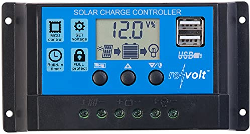 revolt Solarregler: Solar-Laderegler für 12/24-V-Akkus, PWM-Lademodus, 2 USB-Ports, 30 A (Ladestromregler, 12V Laderegler, Ladekabel iPhone)