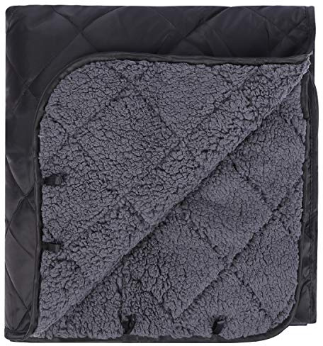 REDCAMP Waterproof Camping Blanket with Sherpa Lining, 200x150cm,Black | Windproof Camping Quilt for Adults,Washable & Thick & Soft For Picnic Hiking Stadium Travel Sports, Cold Weather Winter