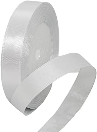 15mm White Satin Ribbon for Gift Crafting, Wrapping, Bows - 22M Double Sided Polyester Fabric Ribbon for Xmas, Valentine, Wedding