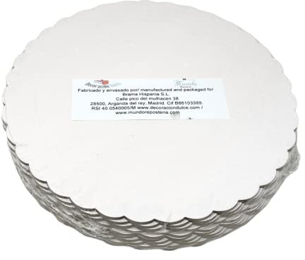 Decoraciondulce 10 x Discos/Bases Extrafuerte de 20cm X 3 Mm. Altura para pasteles (10 X Blanco)