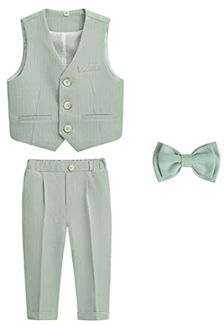 Completo da Bambino 4/5/6 Pezzi Eleganti Abiti da Cerimonia Gentleman Smoking da Ragazzo Abito Formale Doppiopetto da Battesimo Bambini e Ragazzi Gentiluomo Vestito per Matrimonio Festa 9-10 anni
