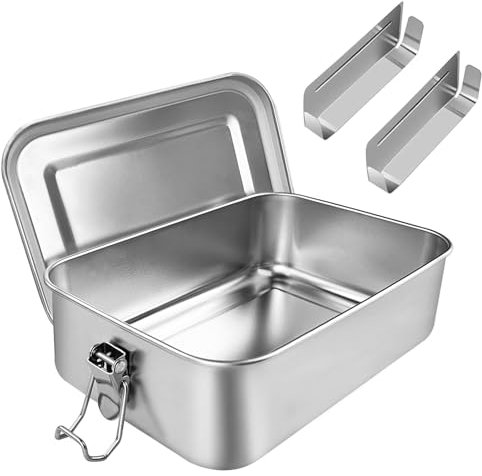 Diompirux 850ml Boîtes bento, Boîte à Bento en Acier Inoxydable avec 2 Compartiment Amovible, BoîTe à Lunch en Portable Box Durable et éCologique, AdaptéE Aux Enfants et Aux Adultes