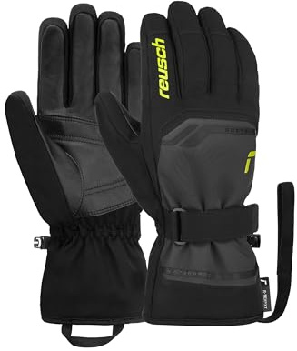 Reusch Guantes de esquí Primus R-Tex XT Impermeables para Hombre, cómodos y cálidos, Guantes de esquí Softshell, Guantes de Invierno, Gris-Amarillo, 9