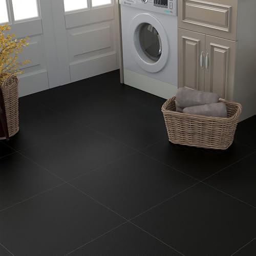 Decotalk Vinylgolv självhäftande PVC-golvbeläggning svart 30 x 30 cm/30 stycken golvbeläggning självhäftande hållbar träkorn golvbrädor vattentäta halkfria golvplattor för sovrum vardagsrum
