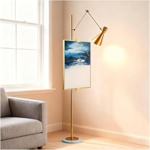 CDDUOLA Lampadaire Moderne avec Chevalet, Lampe sur Pied en MéTal avec Interrupteur à Pied, Lampe de Sol avec Bras Pivotant à 360° pour la Chambre à Coucher, Étudier, Salon, Jardin
