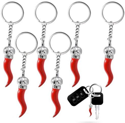 Set di 6 portachiavi portafortuna a forma di corno di cervo e corno rosso, perfetti per la Festa della Mamma, compleanni, San Valentino e anniversari.