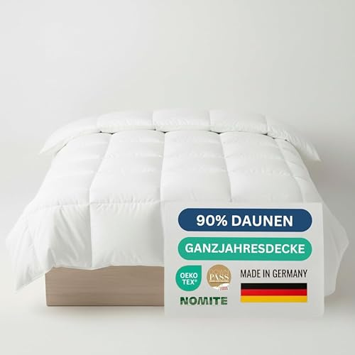 Bettdecke 135x200 90% Daunen- Made in Germany | Daunendecke Extra Warm, Leicht & Flauschig | 4 Jahreszeiten Bettdecken 135 x 200 Für Allergiker | Decke Winter Waschbar & Atmungsaktiv