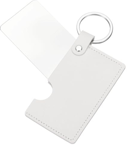 QUARKZMAN Espejo De Bolsillo Pequeño Rectangular para Bolso 2 X 3.35 Pulgadas Espejos Compactos De Acero Inoxidable para Viaje Y Maquillaje con Funda Mujeres Niñas Bolso Regalo (Blanco)