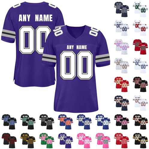 American Football Jersey Personalised with Name Number Team Logo, Custom Jersey American Football Clothing Football Shirt for Men Women Adult Youth Kids, Personalised Gifts for Fans