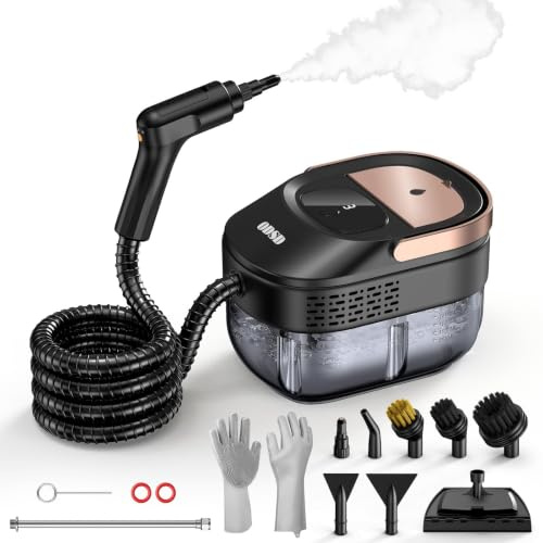 ODSD Steam Cleaner for Home & Car, Handheld Portable Steam Cleaner with 3 Steam Levels, 15s Heat-Up, 1.6L Tank, Steamer Cleaning for Sofa, Car, Carpet, Kitchen, Window, Furniture, 15pcs Accessories