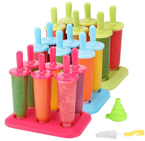 Popsicle Molds 3 Sets Ice Pop Molds Ice Pop Maker with Funnel and Brush, 3 Colors, Reusable Easy Release Ice Pop Maker, Popsicle Mould Frozen Ice Popsicle Maker