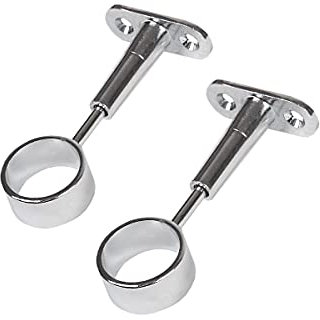 MS Beschläge Soporte de metal cromado para barra de ropa, diámetro de 25 mm, 1 par de soportes de techo, soporte para barra de armario (soporte central)