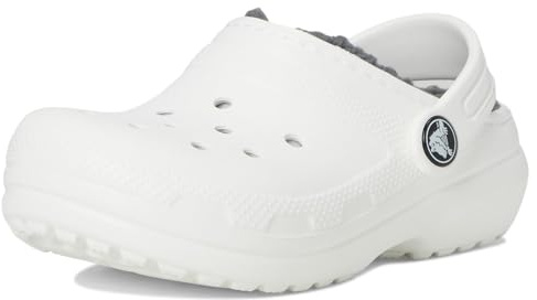 Crocs Kids Clogs, Classic Lined Clog T, White, Grey, 4 UK Child