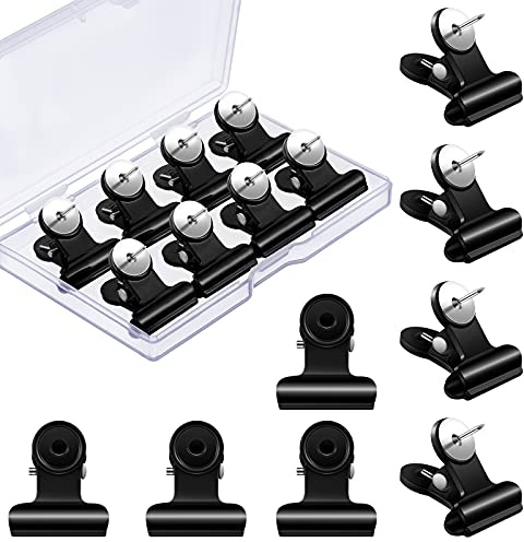 Sabary 30 Pieces Push Pins Clips Thumbtack Plastic Push Pins with Clips for Cork Board Bulletin Boards and Photo Walls(20 mm,Black)