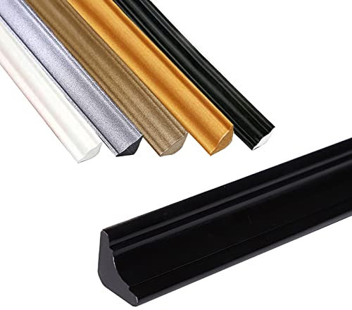 TPE Quadrant Trim, Self Adhesive Flexible Skirting Board Wall Trim Ceiling Baseboard, Plastic Wall Corner Decoration Edging Strip, Caulk Strip, Anti-Mold Skirting Board (Black 5M, 19 * 13mm)