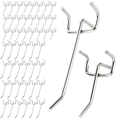 CYEER 100 pièces Crochet pour panneau perforé, 10CM/5CM Crochet pour panneau perforé, Accessoires pour panneau perforé, Crochet pour panneau perforé, Crochet Pegboard pour panneau perforé