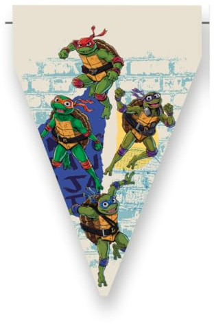 BeenSmile, Tartarughe Ninja Bandierine, Decorazione per Compleanno di Bambini di Ninja Turtles, Articoli per Feste, Celebrazioni e Anniversari, 1 Bandierine 3 M