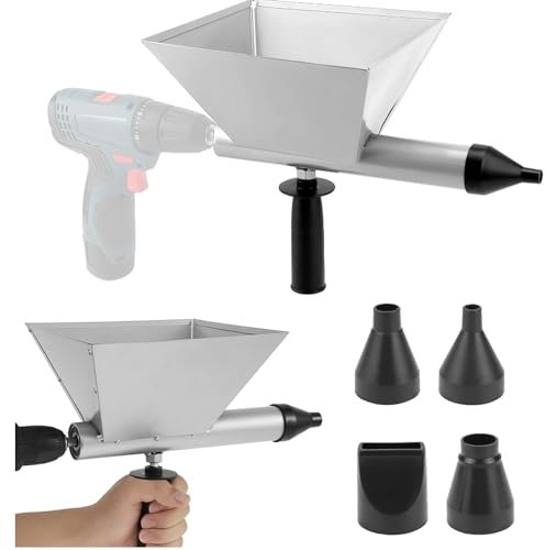 Fugenpistole für Mörtel,Mörtelspritze Fugenpistole Elektrischer, Fugenspritze aus Edelstahl für Mörtel mit 4 Abnehmbare Düsen,für Mörtelfuge Steinmauer Böden (Ohne Elektrische Bohrmaschine)