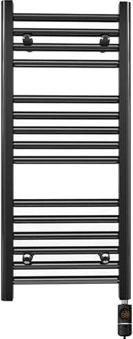 400mm Wide Matt Black Electric Bathroom Towel Rail Radiator Heater With AF Thermostatic Electric Element UK Pre-Filled (400 x 800 mm)