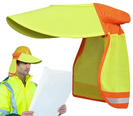 Protector Solar para Casco Duro | Parasol Casco Seguridad | Protección Solar para Casco Obra | Parasol De Malla De Alta Visibilidad | Casco De Seguridad Laboral Visera Solar Transpirable