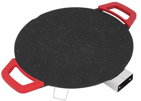 Jiawu Elektrische Grillplatte, Rauchfreie Elektrische BBQ-Grill-Backbleche mit Griffen, 30 Cm Runde, Antihaftbeschichtete, Rauchfreie BBQ-Grillpfanne für zu Hause, 5-stufige