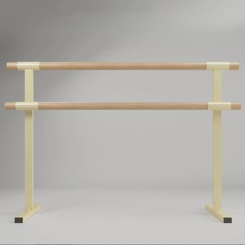 jiajulashou123 Barra de Ballet para Casa Barra de Baile Doble Portátil para Niños Adultos Barra de Danza de Madera Recubrimiento de Goma Antideslizante para Estiramiento,Equilibrio (105 * 65 * 105cm)