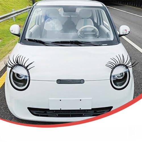 Bilögonfransar klistermärken 3D roliga strålkastare dekaler för kvinnor och män universal bil styling tillbehör lång och djärv design enkel att dra av och klistra fast dekoration (svart, 2 st)