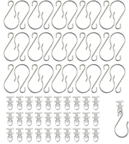 Batheidon set di 30 ganci per tende con rotelle,sistema di binari per tende, ganci bianchi in metallo con rulli in PP, binario tende scorrevoli soffitto,compatibili parte dei binari per tende e doccia