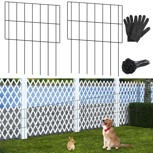 20 Panels Animal Barrier Fence, 13 in(H) x 17 in(L) No Dig Fence for Rabbits and Dogs, Rustproof Metal Wire Garden Fence Border with Ground Stakes for Yard, Patio & Landscaping
