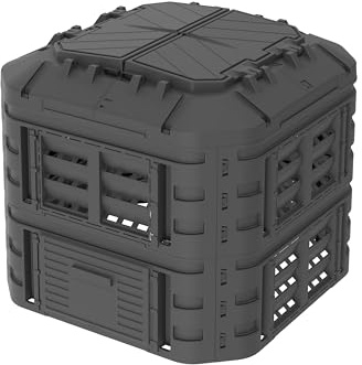EKOGRID Compostiera da Giardino - 600 L - Irrigazione a Goccia e Aerazione - Nero