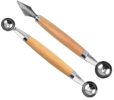 HINTRMENT Scavino per Meloni in Acciaio Inox 2 Pezzi, Cucchiaio per Frutta Domestico Doppia Misura, Accessorio da Cucina per Intaglio e Raccolta Melone Facile da Pulire