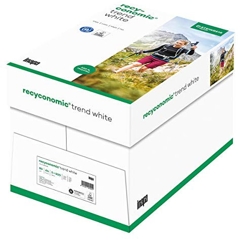 inapa Recycling-Papier, Druckerpapier Recyconomic trend white: 80 g/m², A4, 2500 Blatt (5x500), matt, CIE-Weiße: 85