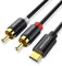 VENTION Typ C auf 2X RCA Audio Kabel, USB-C-Stecker auf 2 Cinch-Stecker, Stereo Audiokabel mit RCA-Stecker und Typ-C-Stecker, für Telefon, Tablet, Heimkino, Verstärker, Lautsprecher usw. (1m)