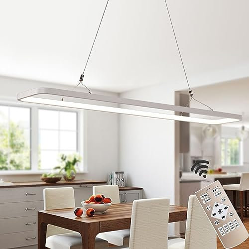 EYLM LED Pendelleuchte büro Hängelampe Hängeleuchte Dimmbar büro pendelleuchte höhenverstellbar aus PVC Pendellampe für Wohnzimmer Esszimmer Restaura