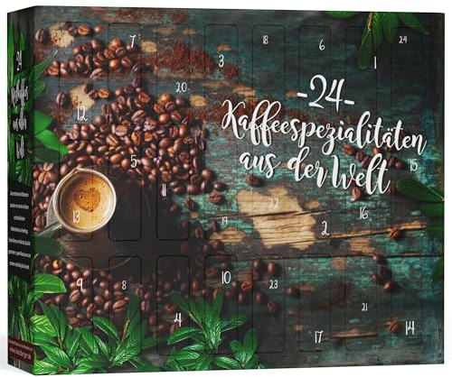 BOXILAND® Calendario de Adviento de Café [CAFÉ ORGÁNICO Y FAIRTRADE] – Calendario de Adviento de Café 2025 granos enteros tostados (24 variedades de café)