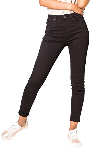 Nina Carter P056 jeans för kvinnor, smal passform, hög midja, Svart (P056-1), S Smal