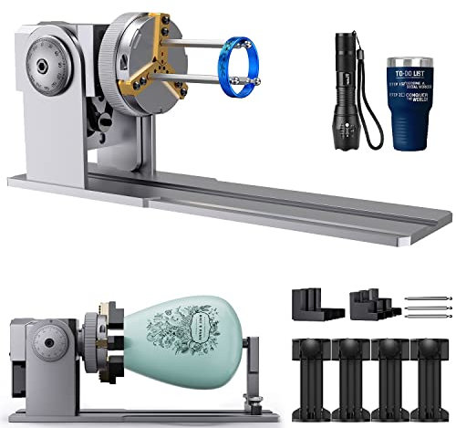 ATOMSTACK R1 - Rodillo rotativo láser de 6000 mm/min para máquina de grabado láser, rodillo giratorio de eje Y para grabar objetos irregulares, anillo, copa de vino, bolígrafo, esférico